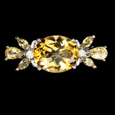 925 Sterling Silver Oval Yellow Citrine 11x9mm Simulated Cz Ring 8