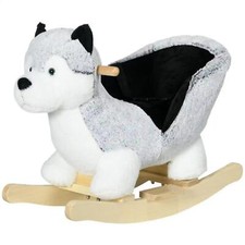 HOMCOM Husky-Shaped Baby Rocking Horse with Seatbelt, for Ages 18-36 Months