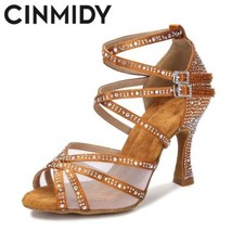 Women Latin Dance Shoes Ballroom Dance Sneakers Silk Satin Wedding Shoes Sandals