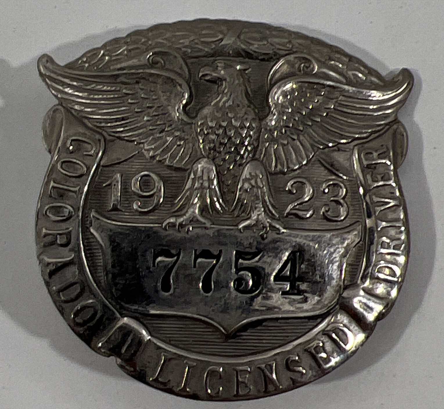 1922 1923 1924 Colorado Licensed Driver Chauffeur Badge Old Automobilia