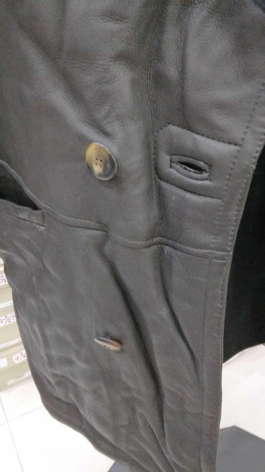 Abrigo de Piel Shearling Hombre Marrón Oscuro En Cuero Vintage Talla 52 Mon 170 - Imagen 4 de 4