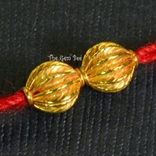 5.5mm 18k Solid Yellow Gold Fluted Fancy Spacer Findings Beads Quantity: 2 