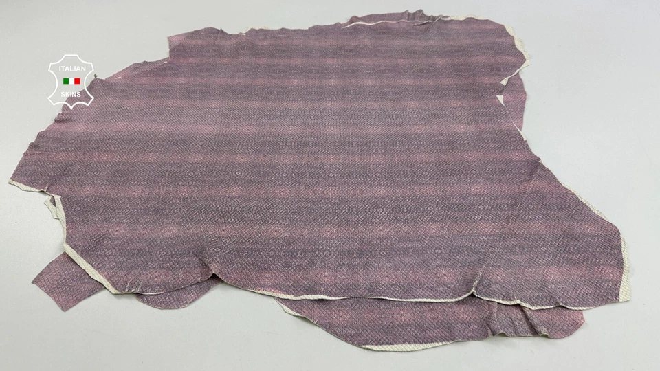 PURPLE DISTRESSED SNAKE SCALES PRINT ON Lamb leather 2 skins 12sqf 0.9mm C3723 - Image 2 of 4