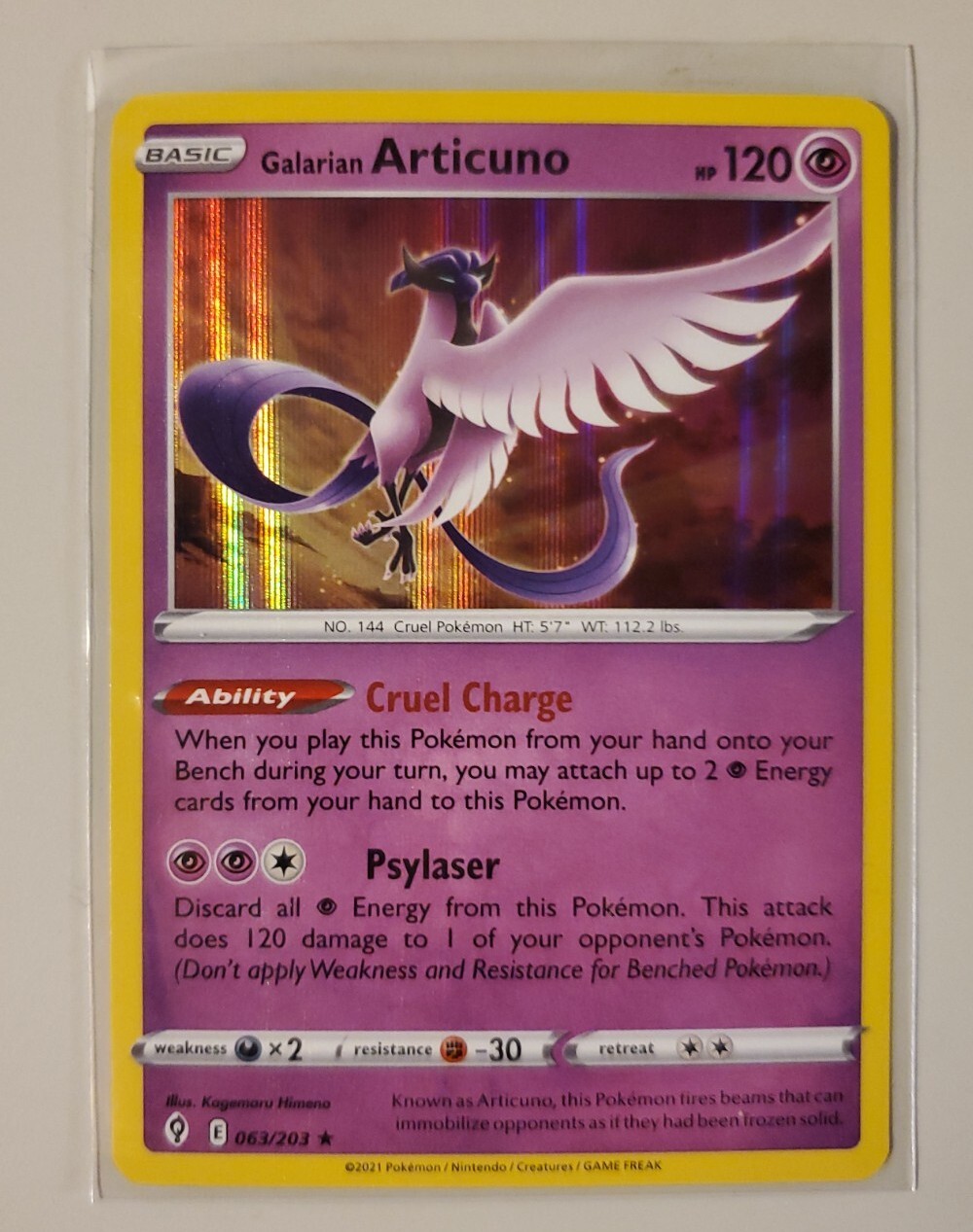 Galarian Articuno #63/203 Evolving Skies Holo Rare Pokémon Card Holo