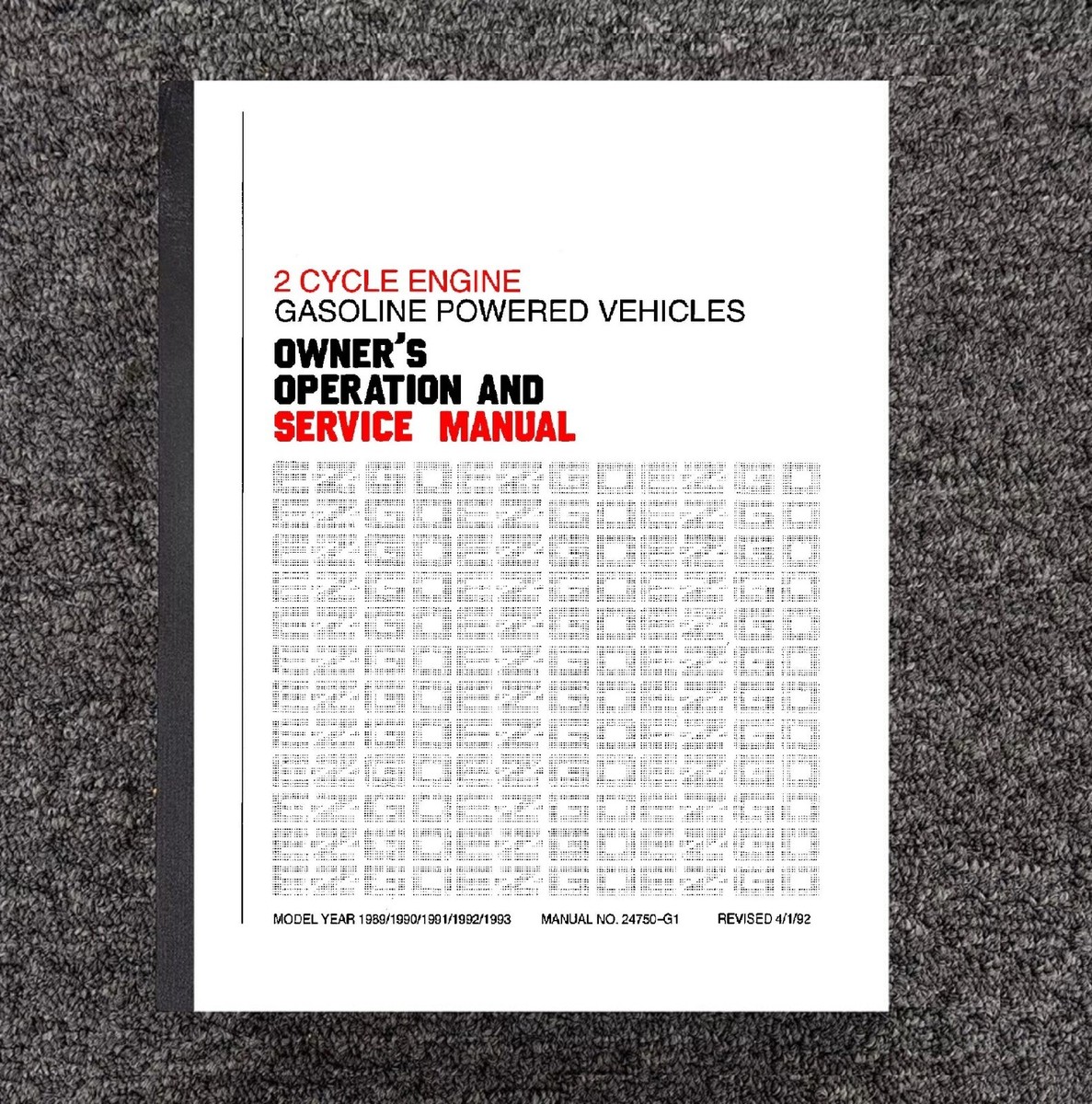 1989 - 1993 Golf Cart Workshop Manual EZGO GTX-800, PC4GX, PC4GXI