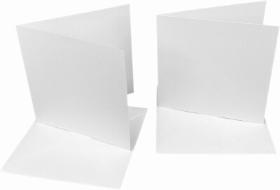 6 x 6'' weiße Kartenrohlinge & Umschläge - 300 g/m² Karte vorgefaltet zum einfachen Falten