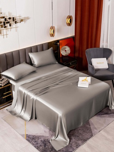 19 MM Heavy Weight Nature Silk Seamless Sheets Set 2 Pillowcases Can Custom Size - Picture 34 of 79