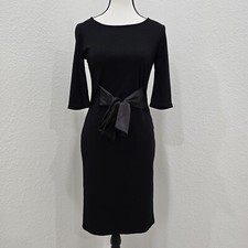 Black Business Casual Midi Dress Size Small Unbranded Front Bow Tie