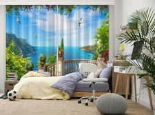 3D Balcony Ocean View ZHUA4134 Photo Curtain Window Blockout Fabric Amy 2023