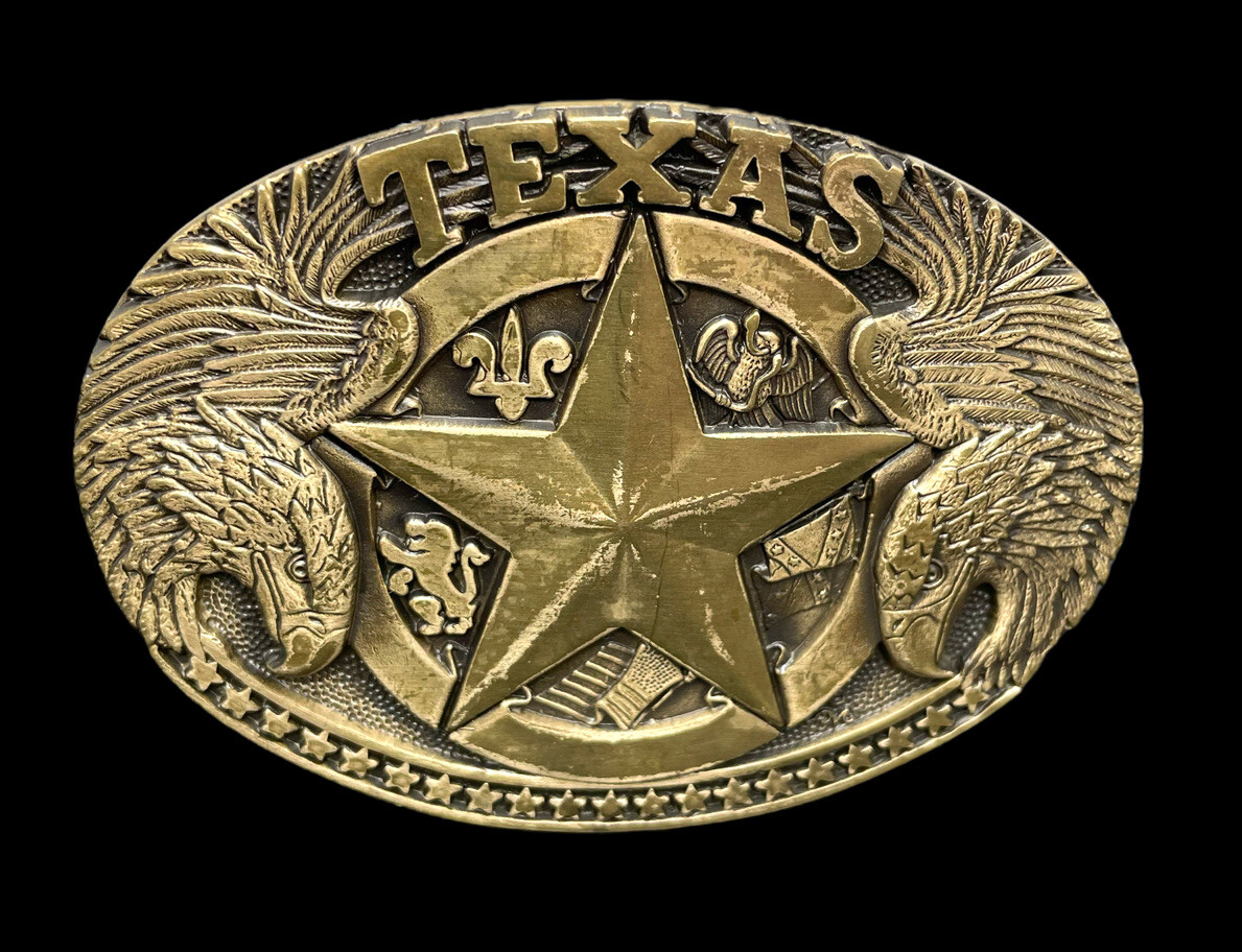 Great State of Texas Solid Brass Vintage Belt Buckle-Award Design Medals s-l400.jpg main image 3