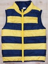 Gymboree Boys Girls Puffer Vest Yellow Blue Stripe Zipper Front Size S 5-6 
