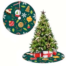 Christmas Tree Skirt, Winter Holiday Decor, Tree Mat For Indoor Party Ornament