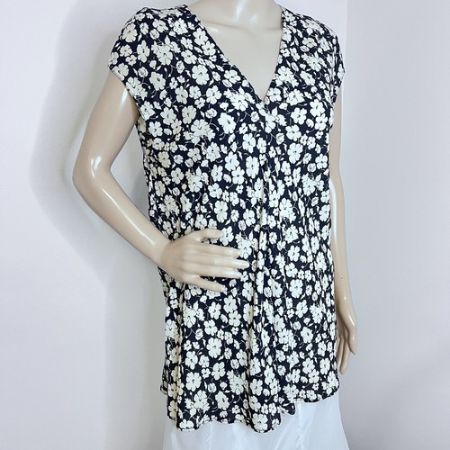 Ralph Lauren L Large Floral Beige Black Blouse Tunic Top Shirt Front Pleat NEW - Picture 10 of 11