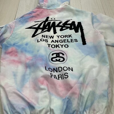 Stussy Jacket Womens Medium Tye Dye Windbreaker Hooded NYC