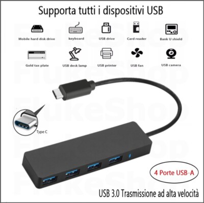 Hub USB 3.0 A 4 Porte - Mini Hub USB Con Porta Di Ricarica Veloce - Foto 6