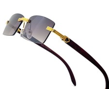 Sunglasses Men Fashion Rectangular Street Wear Trendy Shades Small Rimless Gafas