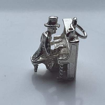 1970s Solid Silver Charm a Phenomenal Pianist jumping around his Piano it's Ace