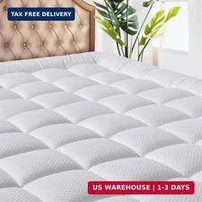 Queen Size Mattress Pad - Cooling Breathable Mattress Topper, Quilted Fitted Mat