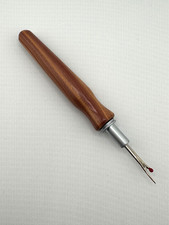 Hand carved Beautiful Cedar Wood seam ripper sewing tool brushed chrome finish