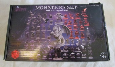 Wildspire Minatures 28mm Scale with 68 Monsters Set Including 6'' Dragon Clean 
