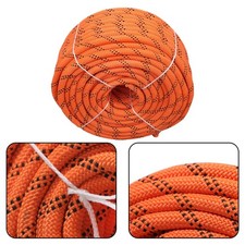 3/8" 120' 48 Strands Polyester Braided Arborist Rope For Tree Work Orange Black