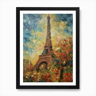 Eiffel Tower Paris France Vincent V Framed Wall Art Poster Canvas Print Picture
