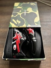 A Bathing Ape Bapesta WGM Black Red Patent Le...
