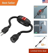 Compact 40CM 3-Prong Heavy Duty Extension Cord with Integrated On/Off Switch