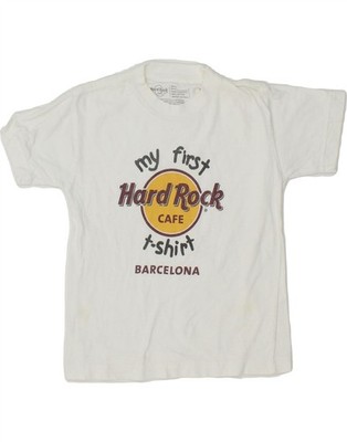 Hard Rock Cafe Jungen Barcelona Grafik T-Shirt Oberteil 2-3 Jahre Small weiß EB04