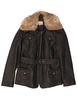 Conbipel Womens Leather Jacket IT 46 Large Black Leather JH01