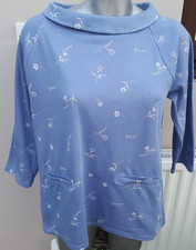 Laura Ashley Ladies Size 14 Blue Floral Top