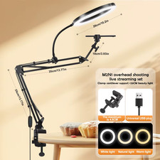 LED Phone Live Streaming Fill Light with Flexible Robotic Arm Phone Holder Fixed