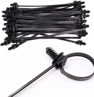 100 Pack 8 Push Mount Cable Zip Ties Black Wire Tie Fir Tree Clips