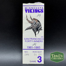 JERRY RICE - NFL DEBUT - 1985 SAN FRANCISCO 49ERS ROOKIE TICKET STUB VS. VIKINGS