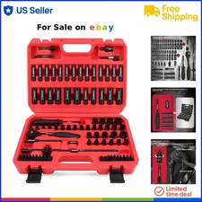 105-Piece Impact Socket Set Chrome Vanadium SAE Metric Tools Automotive Repair