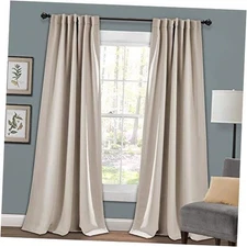 Insulated Back Tab Blackout Window Curtain Panel 52"W x 95"L (Pack of 2) Wheat