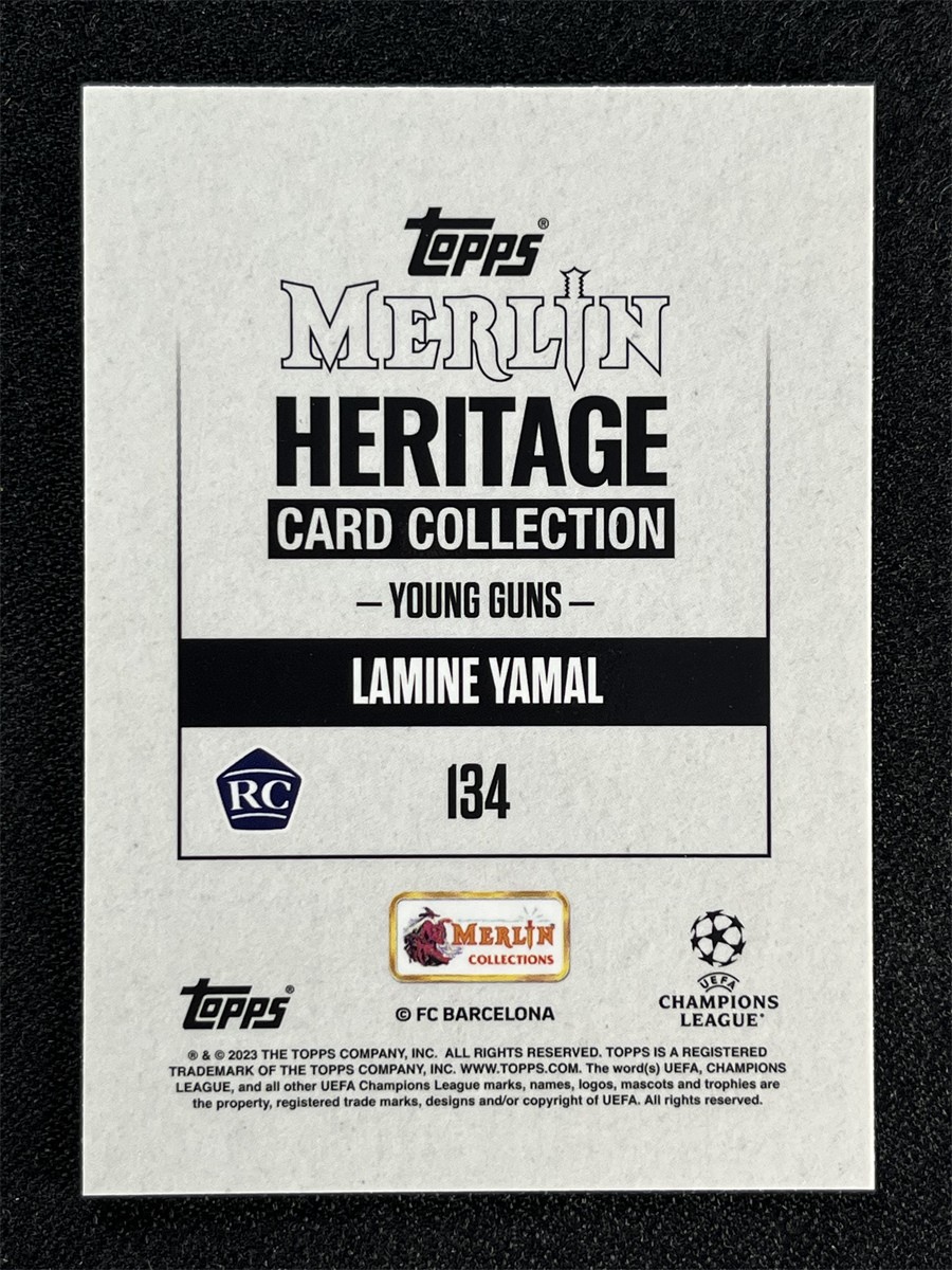 2023-24 Topps Merlin Heritage Lamine Yamal #134 Young Guns RC Rookie &08071 view 2