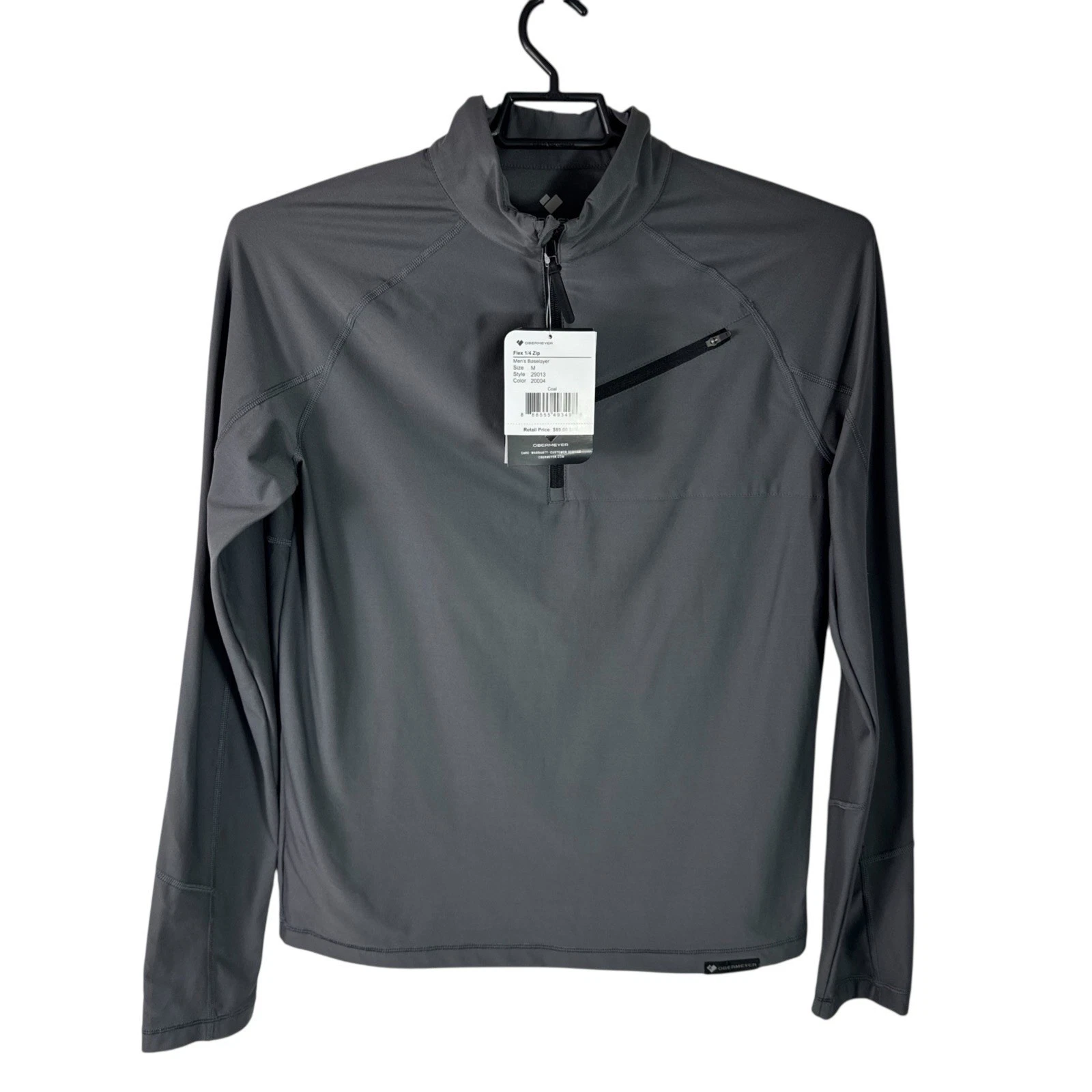Obermeyer Men's M Flex 1/4 Zip Baselayer Knit Pullover Shirt Gray NWT