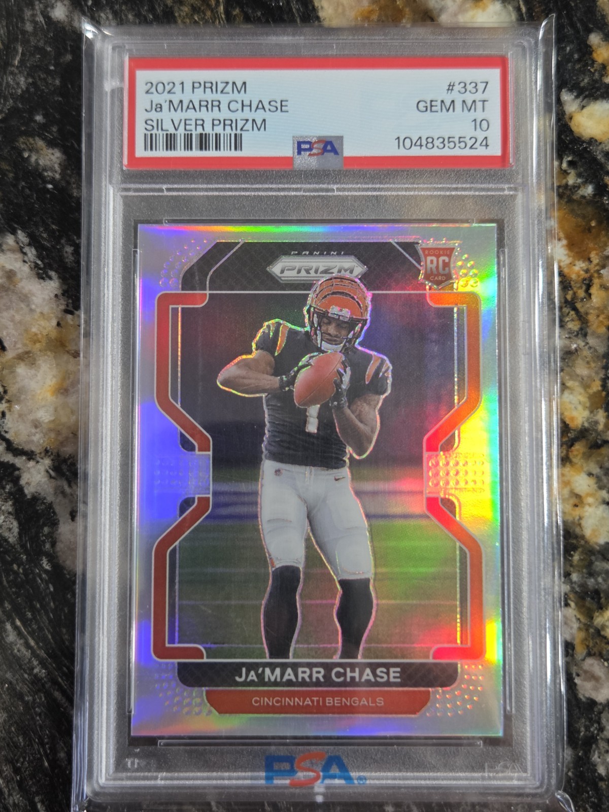 2021 Ja'Marr Chase RC #337 Panini Silver Prizm PSA 10 Gem Mint!