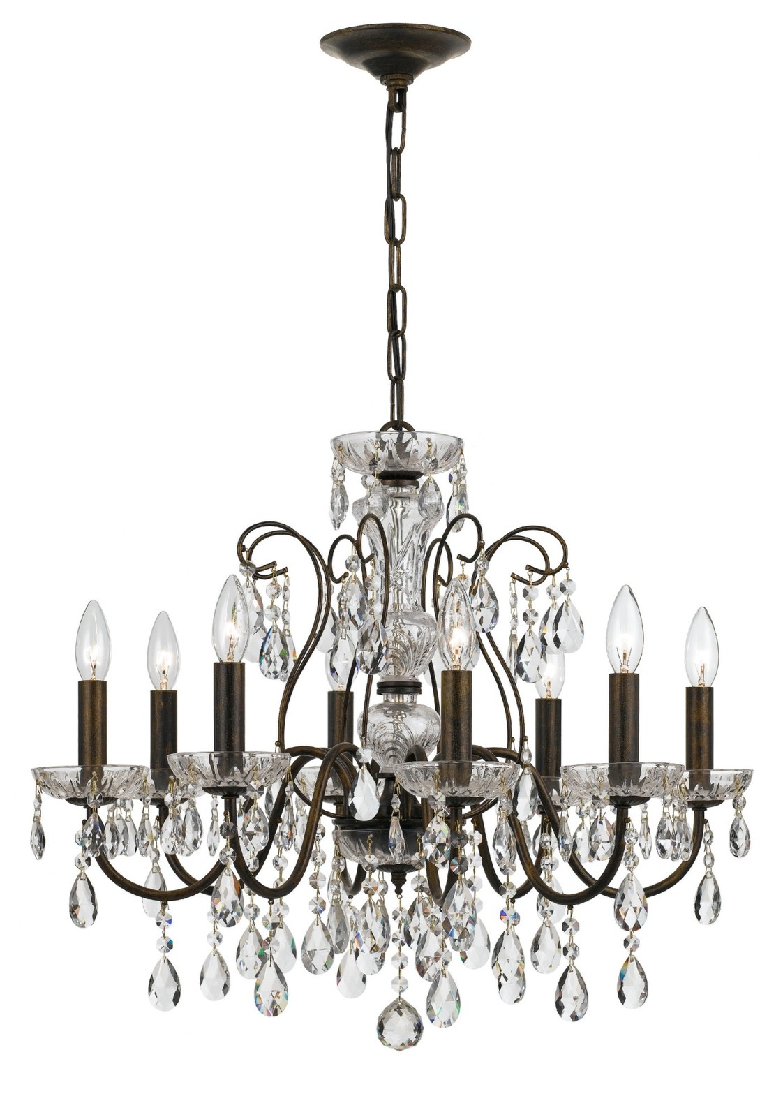 Crystorama Butler 8-Light 26-Inch Bronze Crystal Chandelier