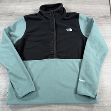 The North Face Polartec Snap Pullover Womens M Green Black Fleece NF0A84QIKIB