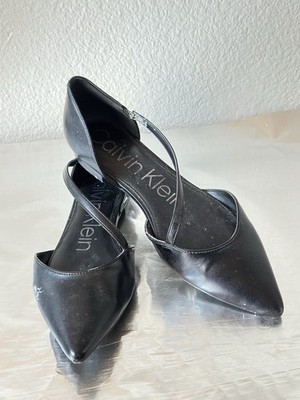 calvin klein women shoes flat size 7.5 black pre owned