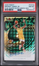 2025 TOPPS FINEST COLOSSAL SHOTS AUTOGRAPHS BRONNY JAMES JR. GREEN GEO /75 PSA 8