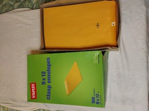 Staples 9in x 12in Clasp Gummed Envelopes Unknown Count Box