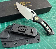 TwoSun Fixed Blade Knife Micarta Handle D2 Edge Stonewash Finish TS536-D2-KS