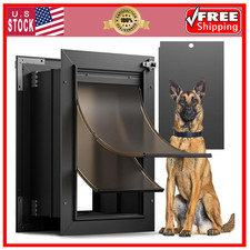 All Aluminum Dog Door for Wall Large Doggie Door 2 Magnetic Flaps Black 110 Lb