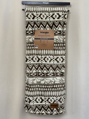 Wrangler Oversized Ultra Plush Throw 60 X70  Brown And Cream Western Theme NWT