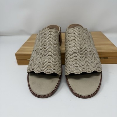 Frye Cindy Wave Mule Sandal Off White Leather Woven Slide Shoes Women s 9 M