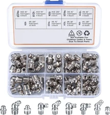 60Pcs Metric Grease Fittings Kit,Straight and Angled 6mm, 8mm, 10mm 