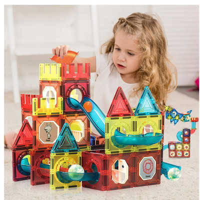 Magnetische Bausteine 75 Stück STEM Konstruktion Fliese Lernspielzeug Montessori